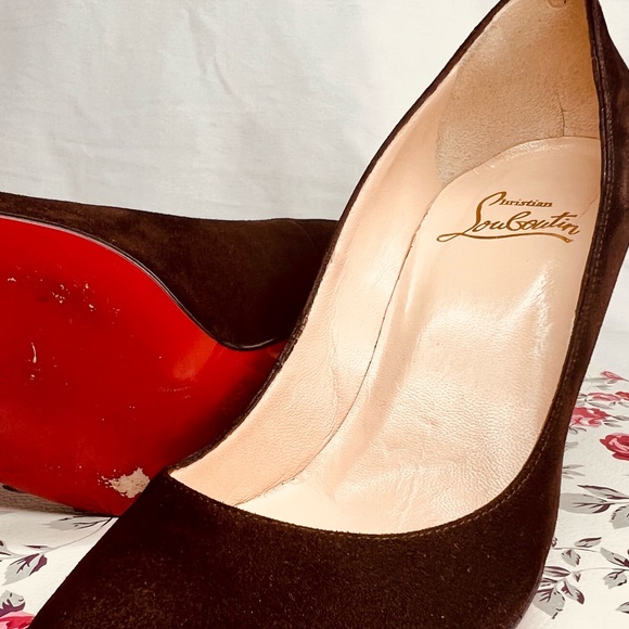 Christian Louboutin Dark Chocolate Brown Suede Heels - Size 37 (Fits a size 7) - Picture 2 of 8